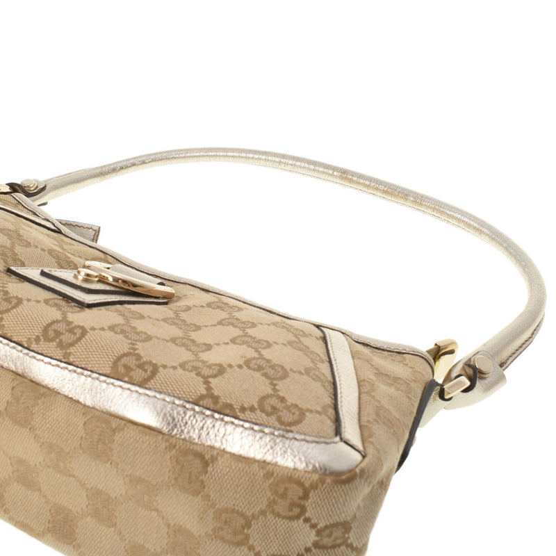 GUCCI グッチ アクセサリーポーチ ハンドバッグ ベージュ/シルバー 130939 レディース GGキャンバス レザー セミショルダーバッグ ABランク 中古 銀蔵