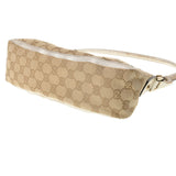 GUCCI グッチ アクセサリーポーチ ハンドバッグ ベージュ/シルバー 130939 レディース GGキャンバス レザー セミショルダーバッグ ABランク 中古 銀蔵
