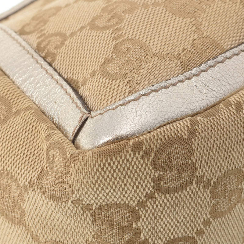 GUCCI グッチ アクセサリーポーチ ハンドバッグ ベージュ/シルバー 130939 レディース GGキャンバス レザー セミショルダーバッグ ABランク 中古 銀蔵