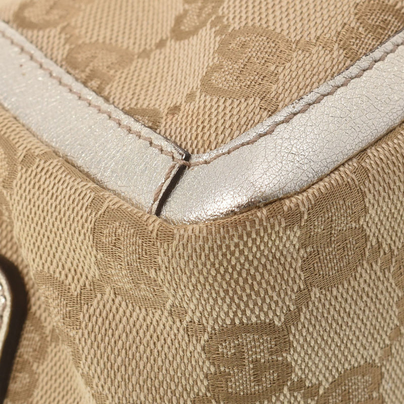 GUCCI グッチ アクセサリーポーチ ハンドバッグ ベージュ/シルバー 130939 レディース GGキャンバス レザー セミショルダーバッグ ABランク 中古 銀蔵