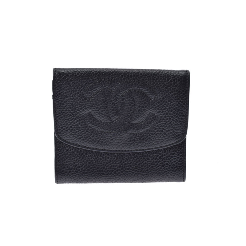 CHANEL シャネル 黒 ゴールド金具 レディース キャビアスキン コインケース Bランク 中古 銀蔵