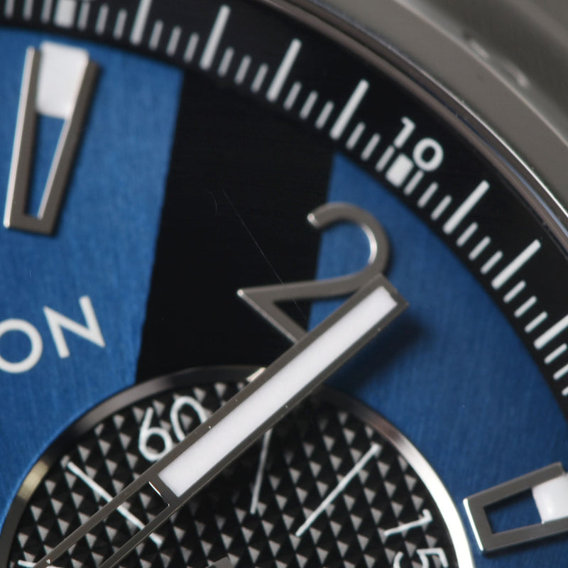 LOUIS VUITTON ルイヴィトン タンブールクロノ Q102V メンズ SS/革 腕時計 自動巻き 青文字盤 Aランク 中古 銀蔵