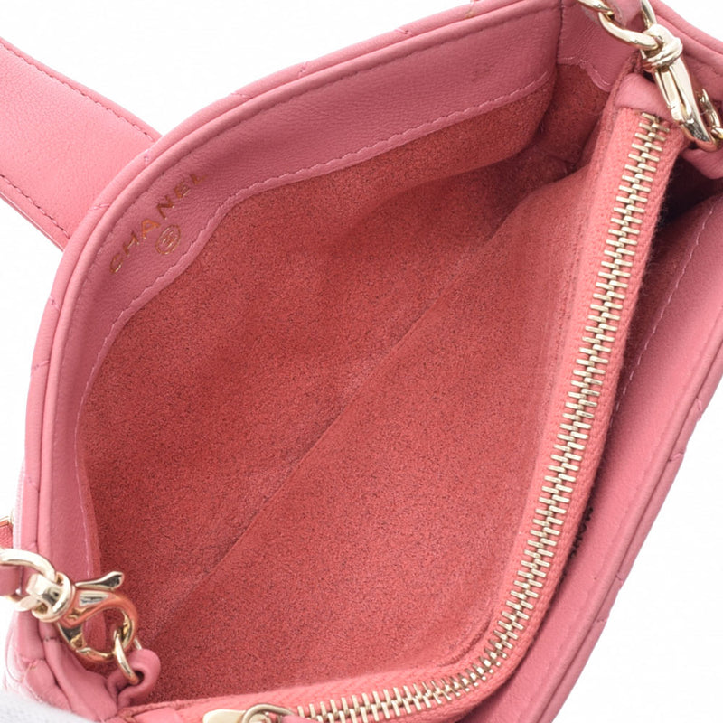 CHANEL シャネル マトラッセ バレンタイン チェーン ピンク ゴールド金具 レディース ラムスキン ショルダーバッグ ABランク 中古 銀蔵