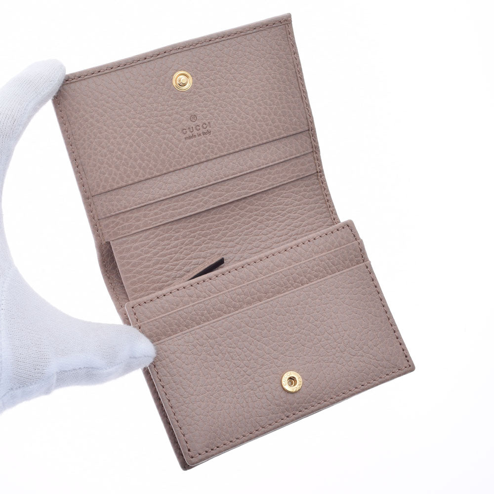 美品　GUCCI ピンクベージュ　二つ折り財布　GGマーモント　456126 グッチGGマーモント ピンクベージュ系 ゴールド金具 レディース レザー