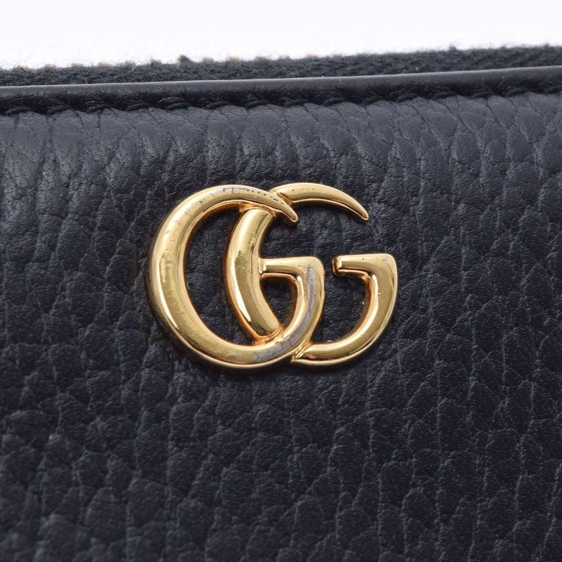 GUCCI グッチ ラウンドファスナー財布  黒 ゴールド金具 レディース レザー 長財布 ABランク 中古 銀蔵