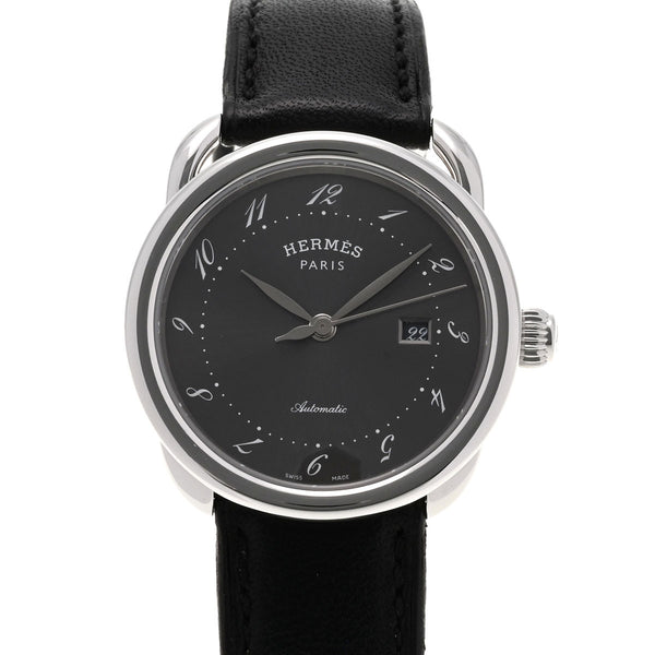 HERMES エルメス アルソー AR6.410 メンズ SS/革 腕時計 自動巻き グレー文字盤 Aランク 中古 銀蔵