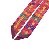 HERMES エルメス ツイリー ボルデュックリボン 赤系 レディース シルク100％ スカーフ ABランク 中古 銀蔵