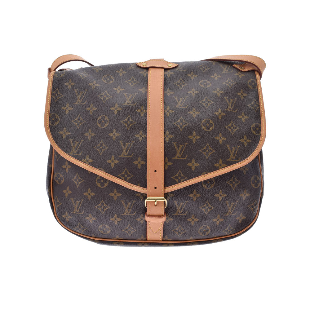 LOUIS VUITTON ルイヴィトン モノグラム ソミュール 35 ブラウン M42254 ユニセックス モノグラムキャンバス ショルダーバッグ  Bランク 中古 - Futerovka88