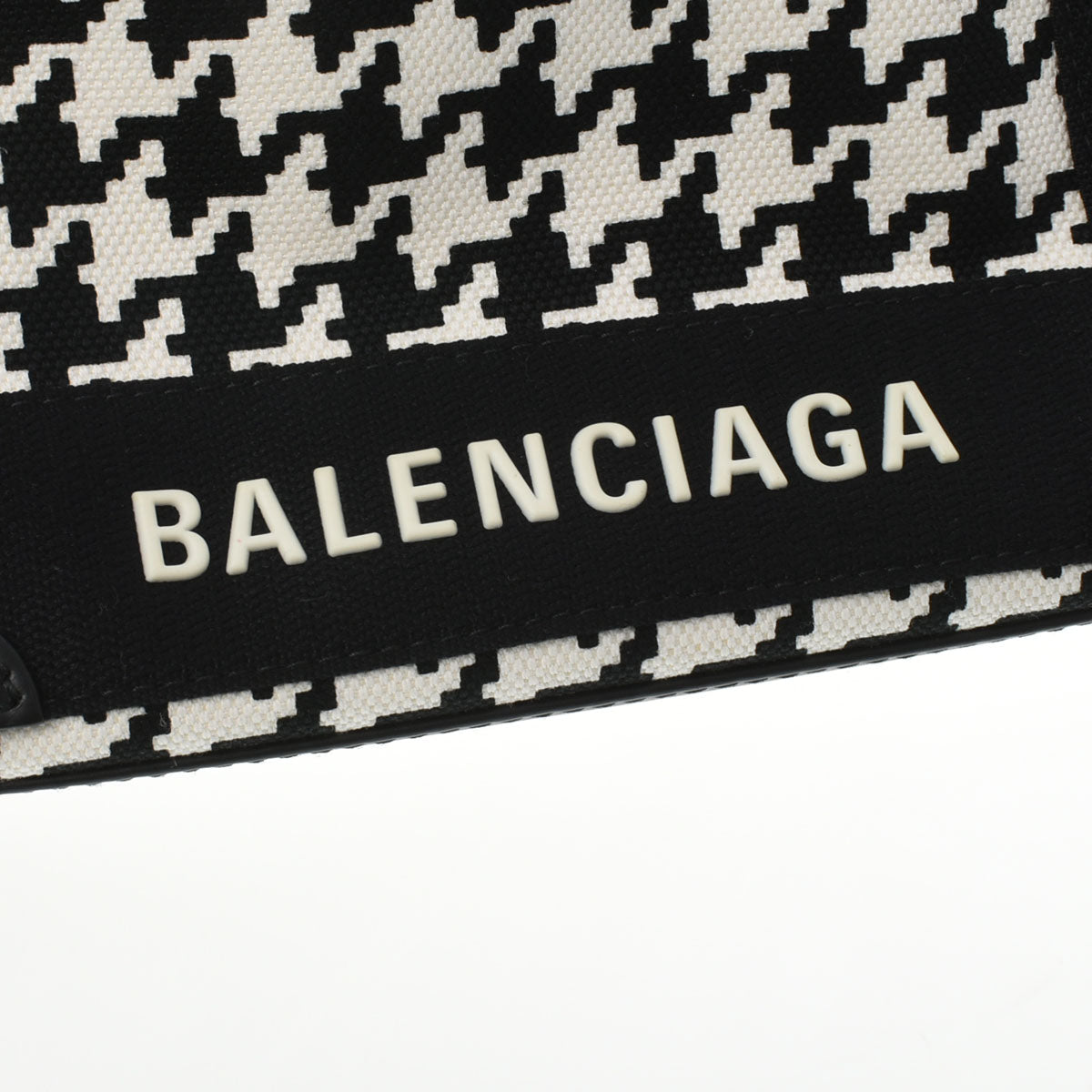 バレンシアガ　ハンドバッグ　ネイビーカバス　千鳥格子　ポーチ付　ロゴ バレンシアガ ハンドバッグ ネイビーカバス 千鳥格子 ポーチ付 ロゴ