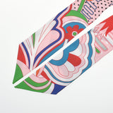 HERMES エルメス ツイリー FAUBOURG RAINBOW ローズパール/ルージュ/ヴェール レディース シルク100％ スカーフ Aランク 中古 銀蔵