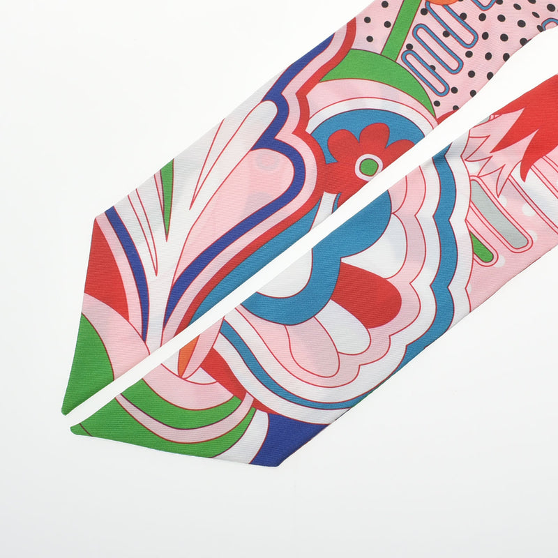 HERMES エルメス ツイリー FAUBOURG RAINBOW ローズパール/ルージュ/ヴェール レディース シルク100％ スカーフ Aランク 中古 銀蔵