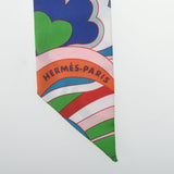 HERMES エルメス ツイリー FAUBOURG RAINBOW ローズパール/ルージュ/ヴェール レディース シルク100％ スカーフ Aランク 中古 銀蔵