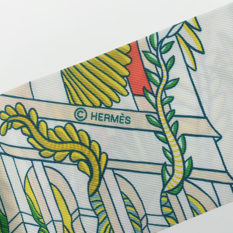 HERMES エルメス ツイリー ANIMAPOLIS ブラン/ヴェール/ローズ レディース シルク100％ スカーフ Aランク 中古 銀蔵