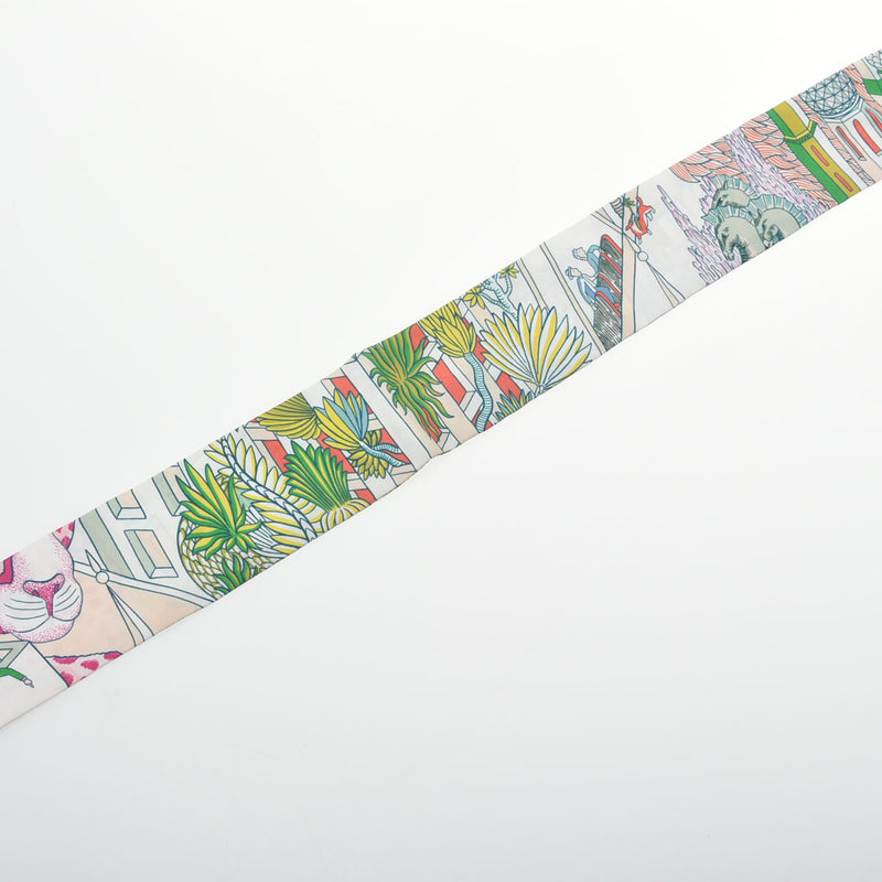 HERMES エルメス ツイリー ANIMAPOLIS ブラン/ヴェール/ローズ レディース シルク100％ スカーフ Aランク 中古 銀蔵