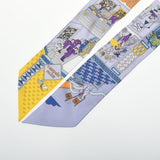 HERMES エルメス ツイリー LA MAISON DES CARRES ブルーパール/ブルー/ジョーヌドール レディース シルク100％ スカーフ Aランク 中古 銀蔵