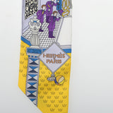 HERMES エルメス ツイリー LA MAISON DES CARRES ブルーパール/ブルー/ジョーヌドール レディース シルク100％ スカーフ Aランク 中古 銀蔵