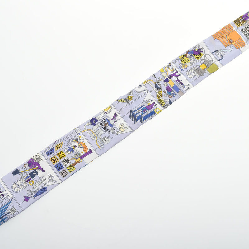 HERMES エルメス ツイリー LA MAISON DES CARRES ブルーパール/ブルー/ジョーヌドール レディース シルク100％ スカーフ Aランク 中古 銀蔵