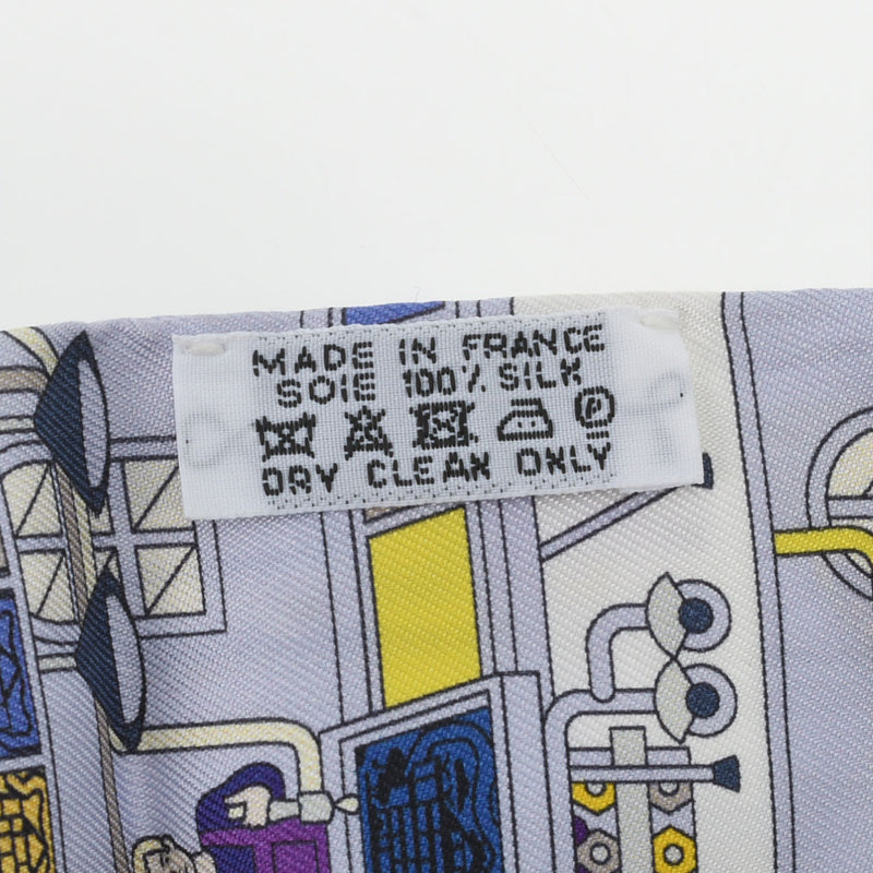 HERMES エルメス ツイリー LA MAISON DES CARRES ブルーパール/ブルー/ジョーヌドール レディース シルク100％ スカーフ Aランク 中古 銀蔵