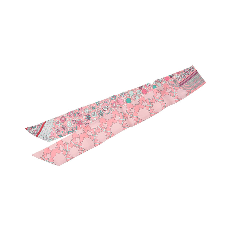 HERMES エルメス ツイリー TAPIS PERSANS ペルシャ絨毯 ローズ/ヴェールドゥ/クリーム レディース シルク100％ スカーフ Aランク 中古 銀蔵