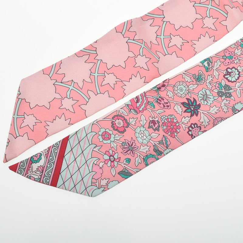 HERMES エルメス ツイリー TAPIS PERSANS ペルシャ絨毯 ローズ/ヴェールドゥ/クリーム レディース シルク100％ スカーフ Aランク 中古 銀蔵