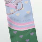 HERMES エルメス ツイリー BRIDES de GALA LOVE 式典用馬勒 ブルーシエル/パルム/ヴェール レディース シルク100％ スカーフ Aランク 中古 銀蔵