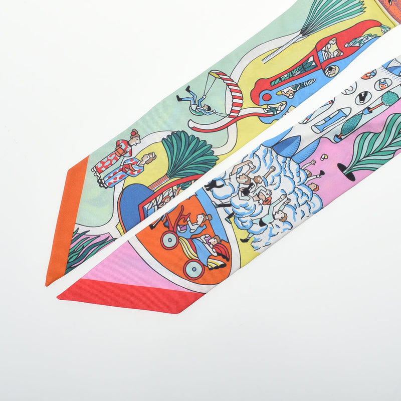 HERMES エルメス ツイリー EXPOSITION UNIVERSELLE  万国博覧会 ローズ/ヴェール/マルチカラー レディース シルク100％ スカーフ Aランク 中古 銀蔵