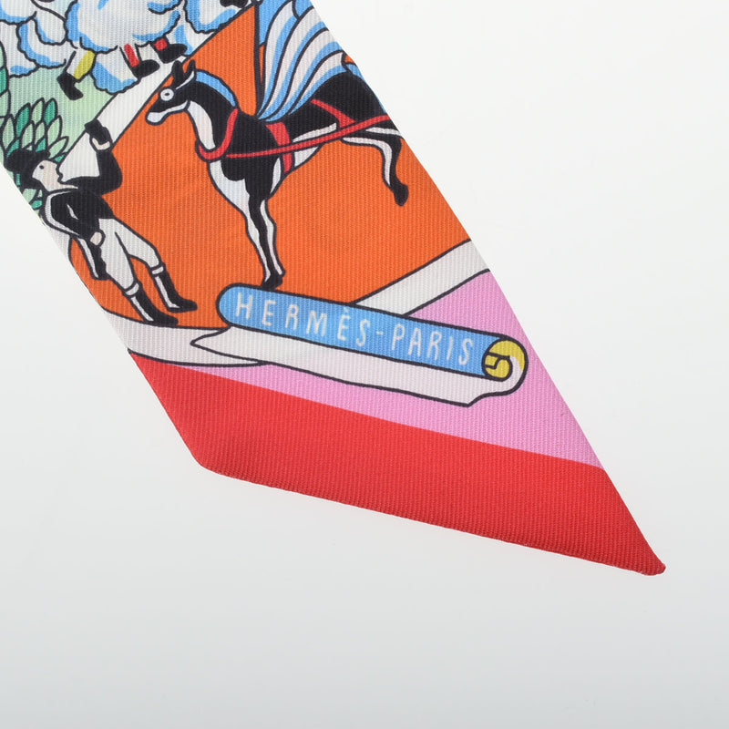 HERMES エルメス ツイリー EXPOSITION UNIVERSELLE  万国博覧会 ローズ/ヴェール/マルチカラー レディース シルク100％ スカーフ Aランク 中古 銀蔵