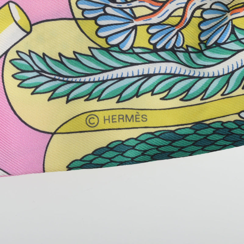 HERMES エルメス ツイリー EXPOSITION UNIVERSELLE  万国博覧会 ローズ/ヴェール/マルチカラー レディース シルク100％ スカーフ Aランク 中古 銀蔵