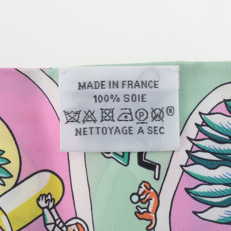 HERMES エルメス ツイリー EXPOSITION UNIVERSELLE  万国博覧会 ローズ/ヴェール/マルチカラー レディース シルク100％ スカーフ Aランク 中古 銀蔵