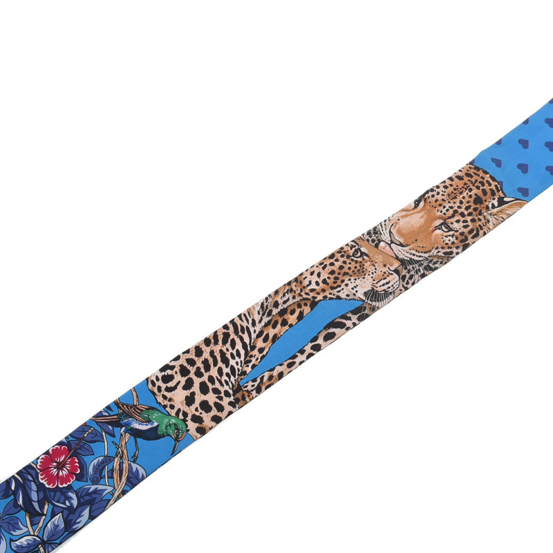 HERMES エルメス ツイリー JUNGLE LOVE LOVE ブルージタンヌ/グリブルーテ/ブラン レディース シルク100％ スカーフ Aランク 中古 銀蔵