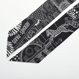 HERMES エルメス ツイリー JUNGLE LOVE RAINBOW グリス/ブラック/ホワイト レディース シルク100％ スカーフ Aランク 中古 銀蔵