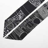 HERMES エルメス ツイリー JUNGLE LOVE RAINBOW グリス/ブラック/ホワイト レディース シルク100％ スカーフ Aランク 中古 銀蔵