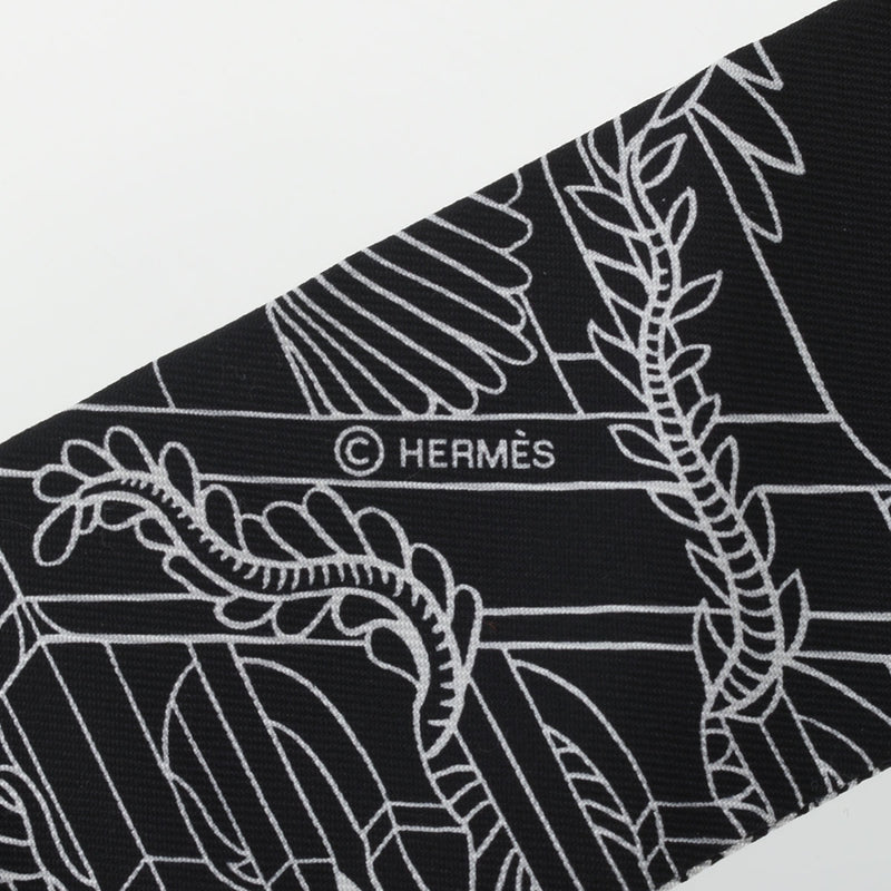 HERMES エルメス ツイリー JUNGLE LOVE RAINBOW グリス/ブラック/ホワイト レディース シルク100％ スカーフ Aランク 中古 銀蔵