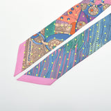 HERMES エルメス ツイリー SELLE DE DIGNITAIRE 高官の鞍 ローズ/サーモン/ヴェール レディース シルク100％ スカーフ Aランク 中古 銀蔵