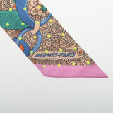 HERMES エルメス ツイリー SELLE DE DIGNITAIRE 高官の鞍 ローズ/サーモン/ヴェール レディース シルク100％ スカーフ Aランク 中古 銀蔵