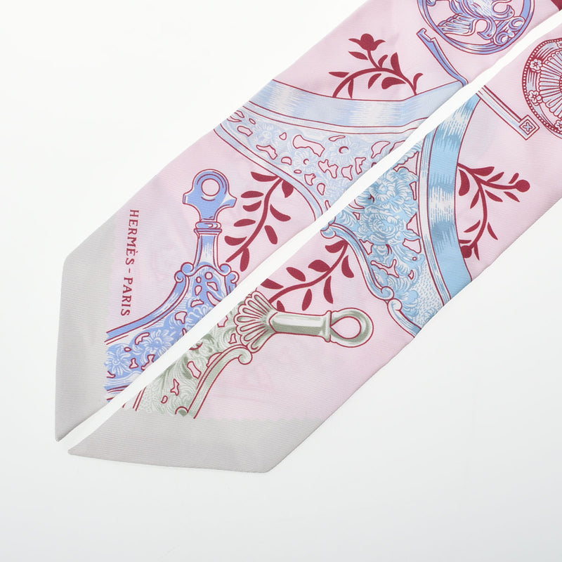 HERMES エルメス ツイリー ETRIERS REMIX 鐙 ローズペール/ボルドー/グリペール レディース シルク100％ スカーフ Aランク 中古 銀蔵