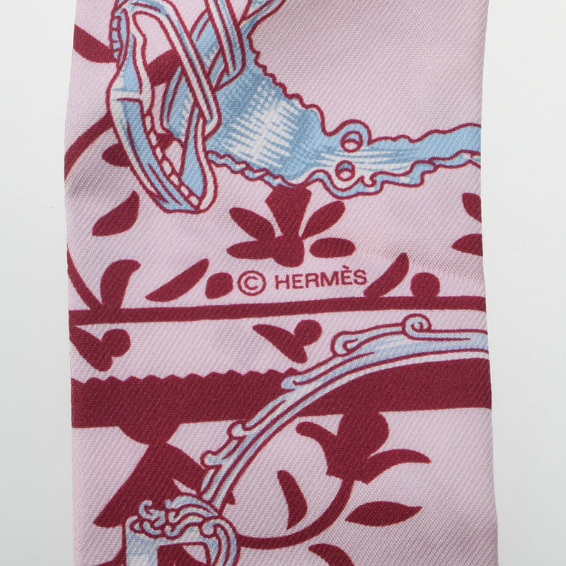 ☆美品☆ エルメス スカーフ ツイリー 鐙リミックス ローズペール/ボルドー エルメスツイリー ETRIERS REMIX 鐙 ローズペール/ボルドー