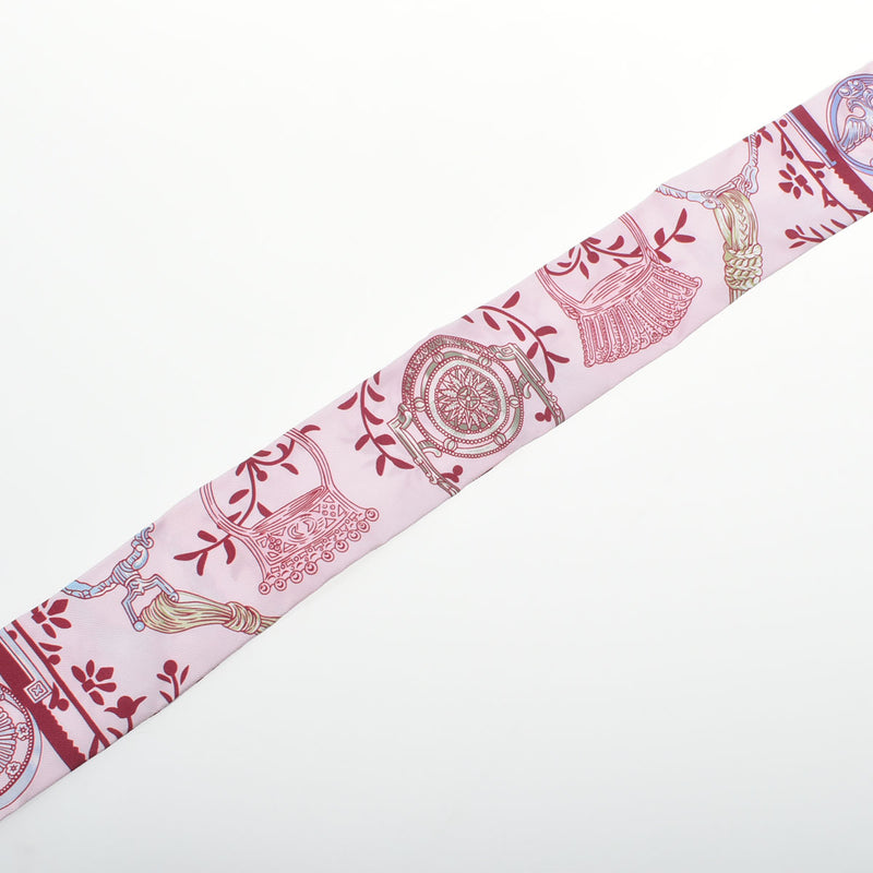 HERMES エルメス ツイリー ETRIERS REMIX 鐙 ローズペール/ボルドー/グリペール レディース シルク100％ スカーフ Aランク 中古 銀蔵