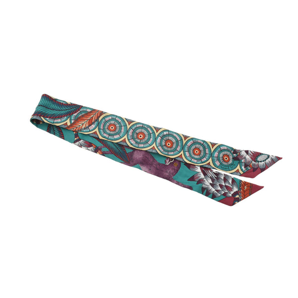 HERMES エルメス ツイリー THE SAVANA DANCE ヴェール/プルーン/ボルドー レディース シルク100％ スカーフ Aランク 中古 銀蔵