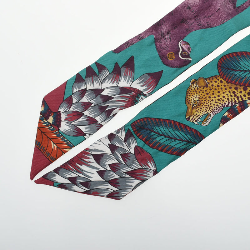 HERMES エルメス ツイリー THE SAVANA DANCE ヴェール/プルーン/ボルドー レディース シルク100％ スカーフ Aランク 中古 銀蔵