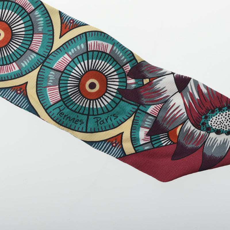 HERMES エルメス ツイリー THE SAVANA DANCE ヴェール/プルーン/ボルドー レディース シルク100％ スカーフ Aランク 中古 銀蔵