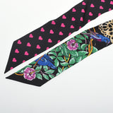 HERMES エルメス ツイリー JUNGLE LOVE LOVE ブラック/ヴェール/ローズヴィフ レディース シルク100％ スカーフ Aランク 中古 銀蔵