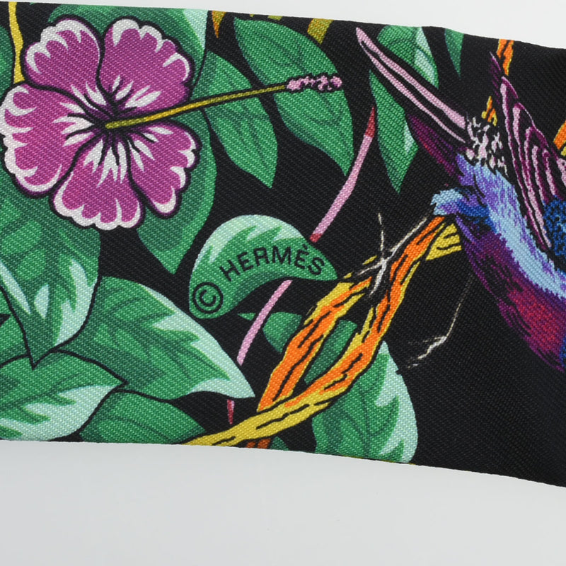 HERMES エルメス ツイリー JUNGLE LOVE LOVE ブラック/ヴェール/ローズヴィフ レディース シルク100％ スカーフ Aランク 中古 銀蔵