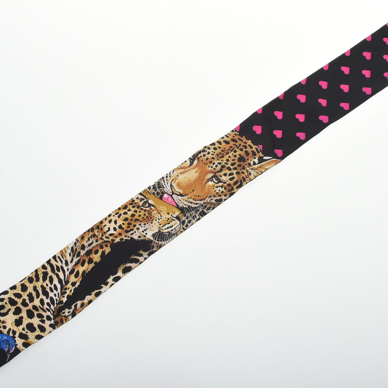HERMES エルメス ツイリー JUNGLE LOVE LOVE ブラック/ヴェール/ローズヴィフ レディース シルク100％ スカーフ Aランク 中古 銀蔵