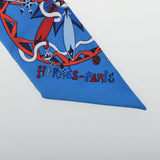 HERMES エルメス ツイリー LA FOLLE PARADE ブルージタン/ルージュ/ブラン レディース シルク100％ スカーフ Aランク 中古 銀蔵