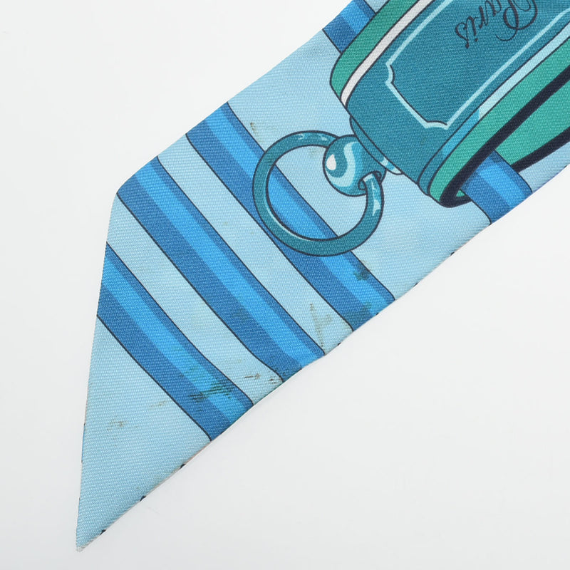 HERMES エルメス ツイリー  COLLIER DE CHIEN ブロン/ターコイズ/ヴェール レディース シルク100％ スカーフ Bランク 中古 銀蔵