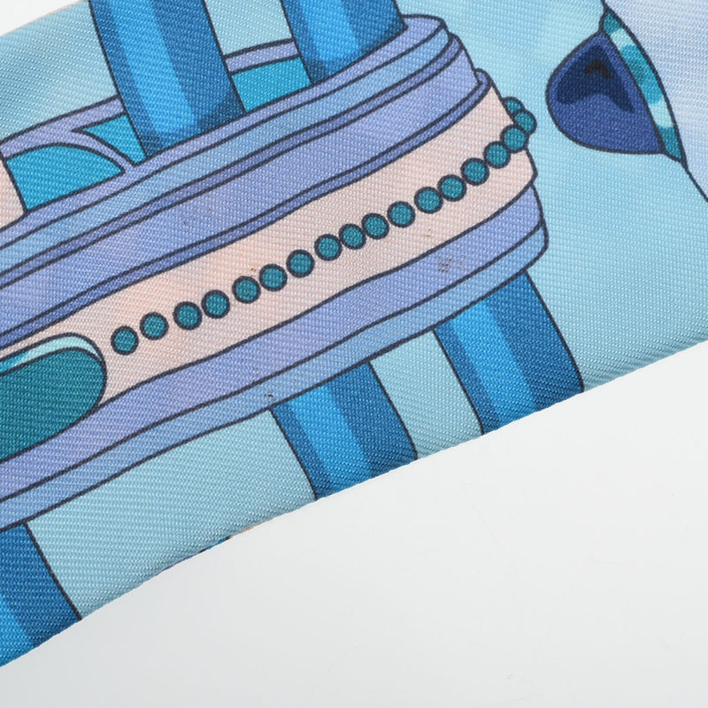 HERMES エルメス ツイリー  COLLIER DE CHIEN ブロン/ターコイズ/ヴェール レディース シルク100％ スカーフ Bランク 中古 銀蔵