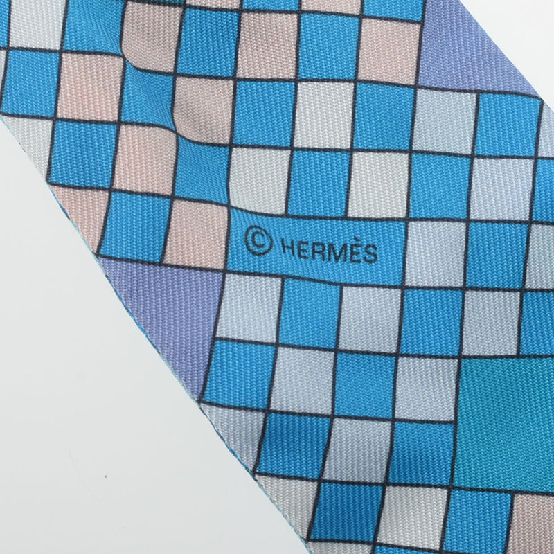 HERMES エルメス ツイリー  COLLIER DE CHIEN ブロン/ターコイズ/ヴェール レディース シルク100％ スカーフ Bランク 中古 銀蔵