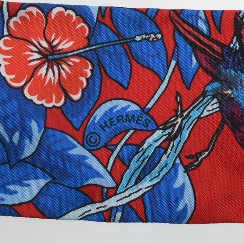 HERMES エルメス ツイリー JUNGLE LOVE LOVE ルージュ/マリン/フォーブ レディース シルク100％ スカーフ Aランク 中古 銀蔵