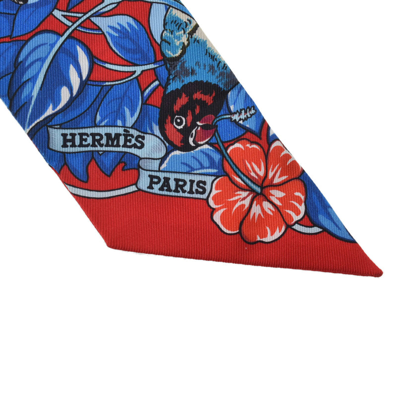 HERMES エルメス ツイリー JUNGLE LOVE LOVE ルージュ/マリン/フォーブ レディース シルク100％ スカーフ Aランク 中古 銀蔵